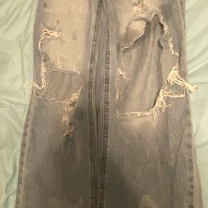 PacSun Distressed Straight Leg Jeans - Light Blue
